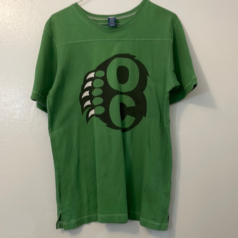 Hyp medium green t shirt OC (Orange County) on front 11 on back